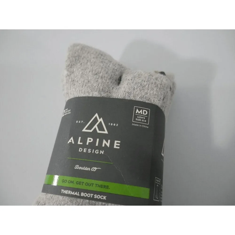 Alpine Design Men's AD Thermal Heavyweight Boot Sock Grey/Red M/D